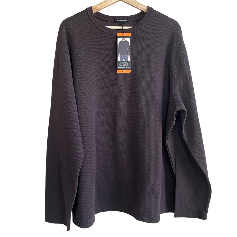 NWT Banana Republic textured double knit crew brown sweater men's size XXL
